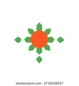 abstraktes Sonnenblumenvektorlogo mit grünen und orangefarbenen Farben 