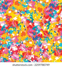 Abstract sunflower watercolor style  vector seamless pattern, abstract colorful summer repeat pattern, abstract dot painting pattern, semi-abstract botanical wallpaper, watercolor repeating background