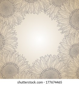 Abstract sunflowers graphic frame design