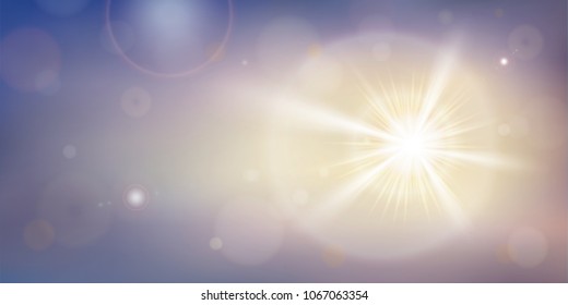 Abstract of sunlight special lens effect with flares. Summers time of natural background. Vector illustration eps10