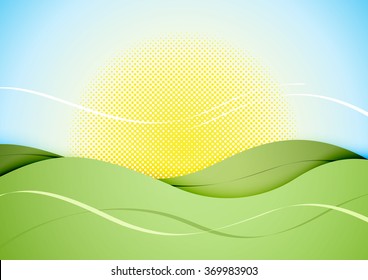 Abstract sunny landscape with some flat layers casting the shadow