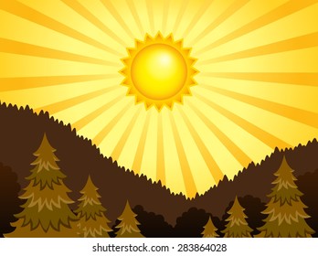 Resumen del tema del paisaje soleado 2 - ilustración del vector eps10.