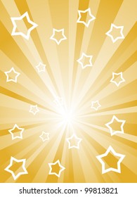 Abstract sunny rays with white stars and stripes.