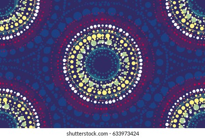 Abstract sunny seamless pattern in modern tribal style. Concept vivid vector illustration for surface design, poster, web and print, fabric, background, backdrop, cloth