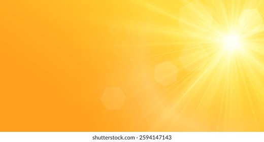 Abstract sunny sky. Bright and warm light.Sunny orange summer background 