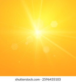 Abstract sunny sky. Bright and warm light.Sunny orange summer background 