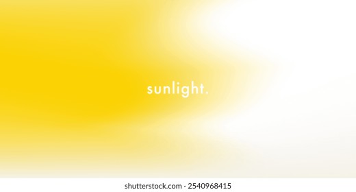 Abstract sunny sky. Sunlight vector texture. Light spring aesthetic white and yellow gradient background. Sunburst pattern. Sun, clouds, rays. Radial. Summer wide banner