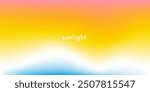 Abstract sunny summer sky. Beach. Sun. Sunset. Sunrise. Light pink and yellow color vector banner. Pastel gradient sky pattern. Blurred light fuzz gradient background. Vector soft horizontal backdrop