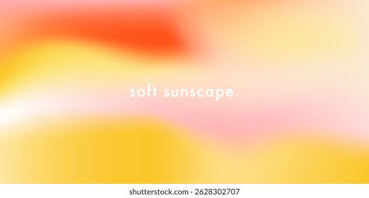 Abstract sunny summer sky gradient background. Soft heatwave. Sunlight vector texture. Aesthetic orange, pink and yellow gradations. Sunny day wide banner. Soft sunscape horizontal bg