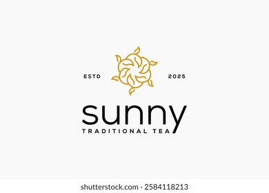 abstract sunny traditional tea icon logo business design vector illustration. creative fresh shiny tea logo business vector design template with modern, elegant and unique styles