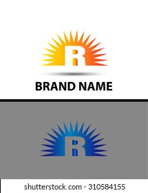 Abstract sunrise icon based on the letter R logo

