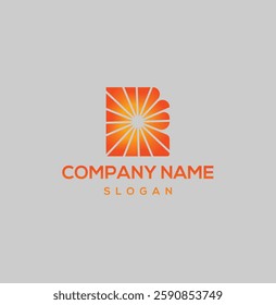 Abstract Sunrise Logo – B Lettermark with Rays
