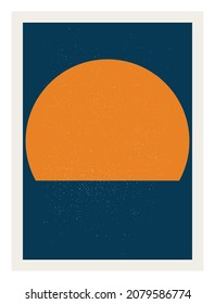 Abstract  sunrise or sunset  wall art poster. Modern artwork in scandinavian nordic style . Inspired by mid century modern design. Vector background with isolated texture and simple geometric shape