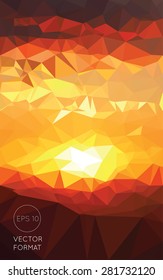 Abstract sunrise triangular low poly style vector background,Vector illustration