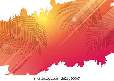 Abstract Sunset Background with Coconut Leaf Silhouettes
