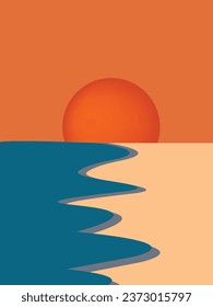 abstract sunset background, flat illustration