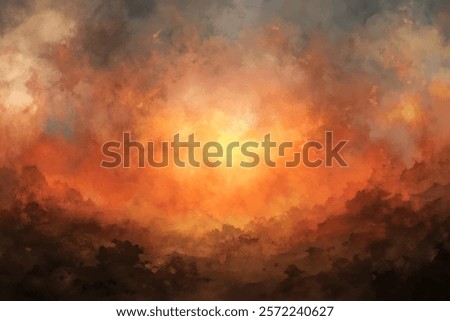 Abstract sunset background, warm color palette, dramatic clouds, artistic landscape, vibrant orange hues, atmospheric texture.