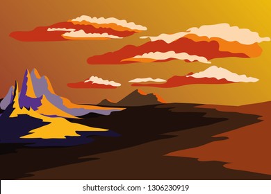abstract sunset big mountain beautiful view landspace wallpaper