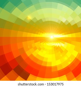 Abstract sunset in glass shining vector background