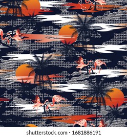 abstract sunset Glow Coconut Tree  pattern  on textures