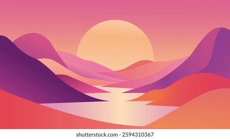 Abstract Sunset Gradient Landscape Background