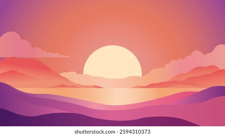 Abstract Sunset Gradient Landscape Background