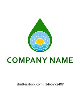 abstract sunset landscape logo design