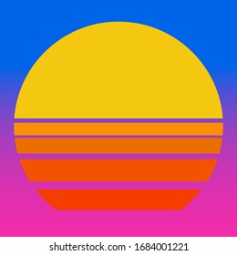 Abstract sunset logo, retro background. Vector illustration