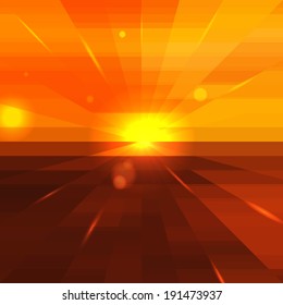 Abstract sunset mosaic background. Vector illustration.