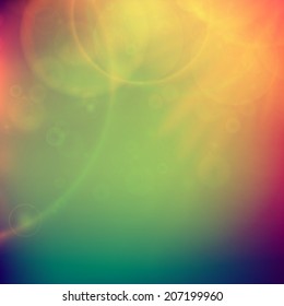 Abstract Sunset on sky with lenses flare. EPS10