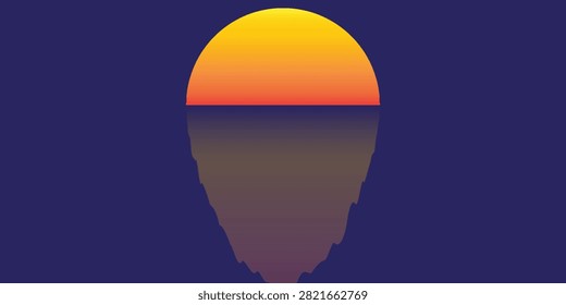 Abstract Sunset Reflection Gradient Landscape Minimal Background Vector Illustration