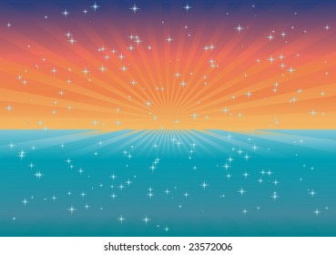 Abstract sunset scene