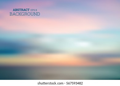 Abstract sunset sky and ocean nature blurred background