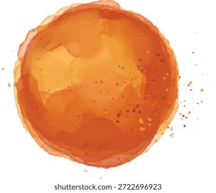 Fondo Abstractas del círculo de la acuarela de la puesta del sol, forma anaranjada del sol para las citas motivacionales, sol pintado a mano de la puesta del sol de la acuarela aislado en blanco, movimiento redondo artístico del cepillo para el diseño del logotipo