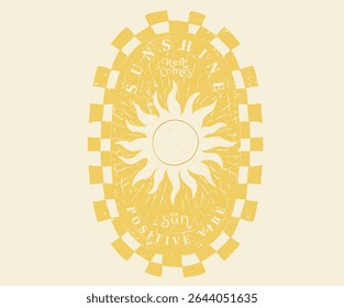 Abstract sunshine artwork. Summer good vibes vector graphic design for apparel, posters, background and others. Here comes the sun.