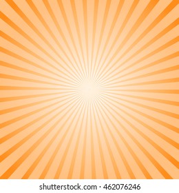 Abstract sunshine background. Striped orange background similar to retro poster.