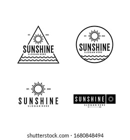 abstract sunshine line art simple vintage logo design template Premium Vector