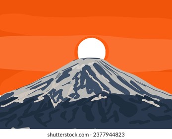 
abstrakter Sonnenschein auf dem Fuji-Gipfel, Kunstzeichnung