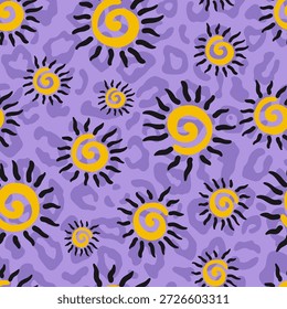 Abstract Sunshine Shapes Vector Seamless Pattern