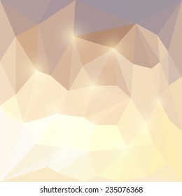 Abstract sunshine sky colored polygonal triangular background with glaring lights for use in design