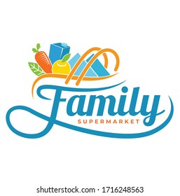 logo abstracto de supermercado con comestibles