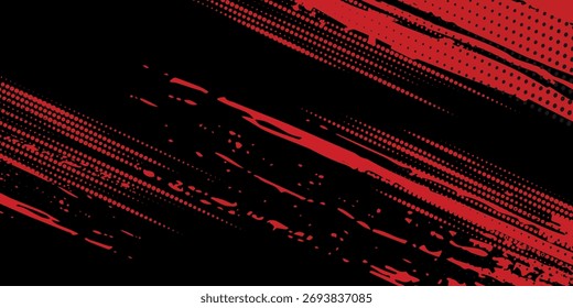 Abstract super red grunge brush dark background. Grunge with halftone dotted style.