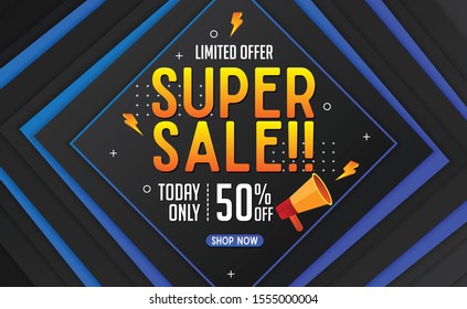 ABSTRACT SUPER SALE BANNER TEMPLATE BACKGROUND