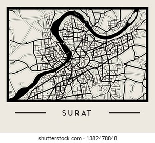Abstrato Surat City Índia Mapa - Ilustração como EPS 10 File
