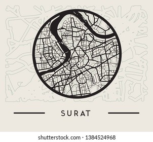 Abstract Surat City India Map - Illustration as EPS 10 File