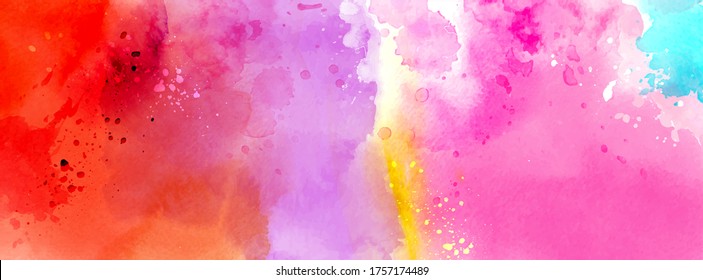 Abstract surface bright colorful of splash watercolor. Artistic stain hand-painted vector used as being in the decorative design of background, brochure, poster, card, cover or banner.