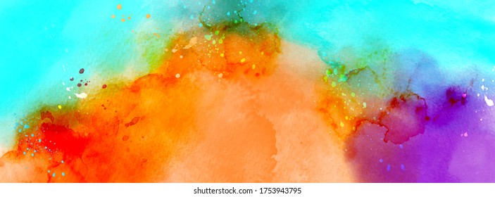 Abstract surface of Colorful splash watercolor. Artistic hand-painted vector design, element for banner, poster, card, cover, brochure.