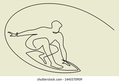 Abstract surfer one line drawing 