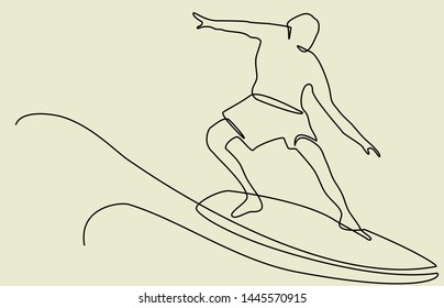 Abstract surfer one line drawing 