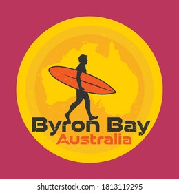 Abstract surfer stamp or sign - Byron Bay, Australia, vector illustration